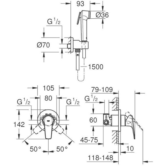 Набор для гигиенического душа Grohe BauFlow 29328000 - фото 3