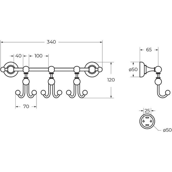 Набор крючков Cezares APHRODITE-THK-02-M, бронза - фото 2