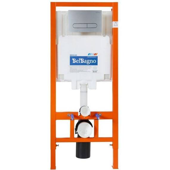 Инсталляция с подвесным безободковым унитазом BelBagno Acqua BB340CHR/BB2020SC/BB002-80/BB006-PR-CHROME.M (кнопка смыва хром матовый) - фото 5