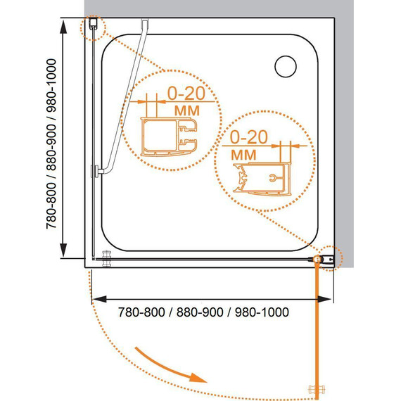 Душевое ограждение Cezares 90х90 см ELENA-W-A-1-90-C-Cr, хром/прозрачное - фото 5