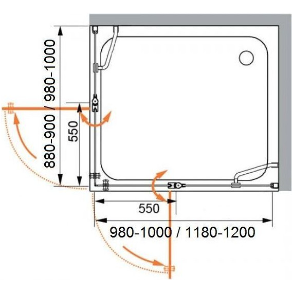 Душевое ограждение Cezares 120х100 см ELENA-W-AH-2-120/100-C-Cr, хром/прозрачное - фото 5