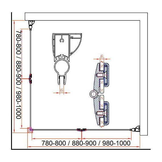 Душевое ограждение Cezares 80х90 см ELENA-W-ASH-2-80/90-C-Cr, хром/прозрачное - фото 5