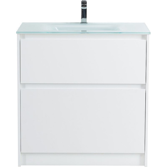 Тумба напольная с раковиной Cezares 80 см KRAFT-800-2C-PIA-BO (раковина BB810/465-LV-VTR-BL глянцевая) bianco opaco - фото 