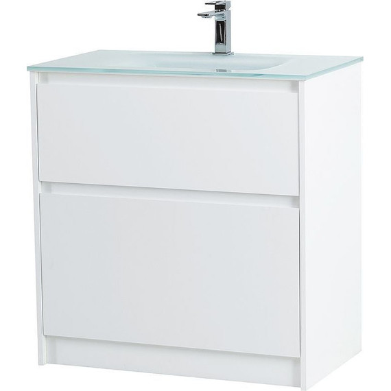 Тумба напольная с раковиной Cezares 80 см KRAFT-800-2C-PIA-BO (раковина BB810/465-LV-VTR-BL глянцевая) bianco opaco - фото 3