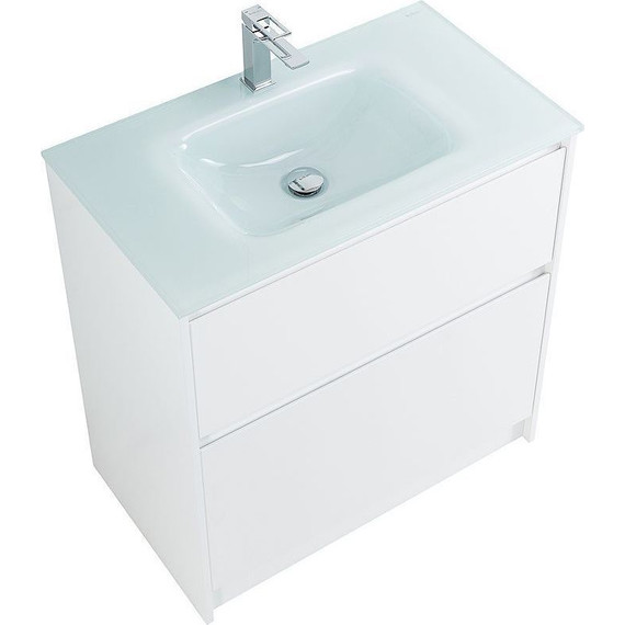 Тумба напольная с раковиной Cezares 80 см KRAFT-800-2C-PIA-BO (раковина BB810/465-LV-VTR-BL глянцевая) bianco opaco - фото 4