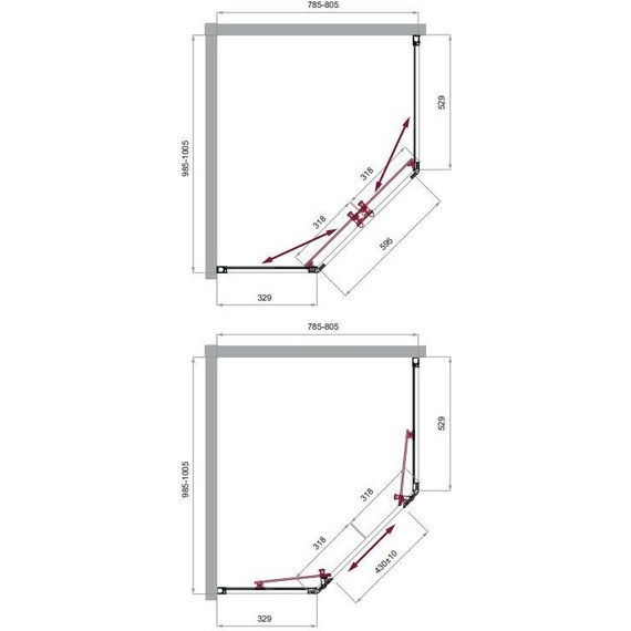 Душевое ограждение BelBagno 100x80 см UNO-195-PH-2-100/80-C-Cr, хром/прозрачное - фото 3
