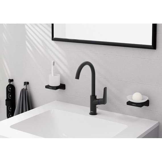 Смеситель для раковины Hansgrohe Logis 71130670, чёрный матовый - фото 2