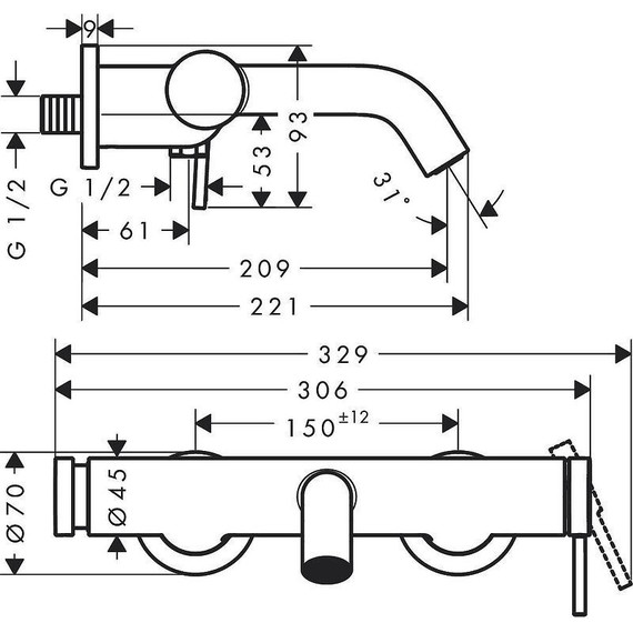 Смеситель для ванны Hansgrohe Tecturis S 73422000 - фото 4