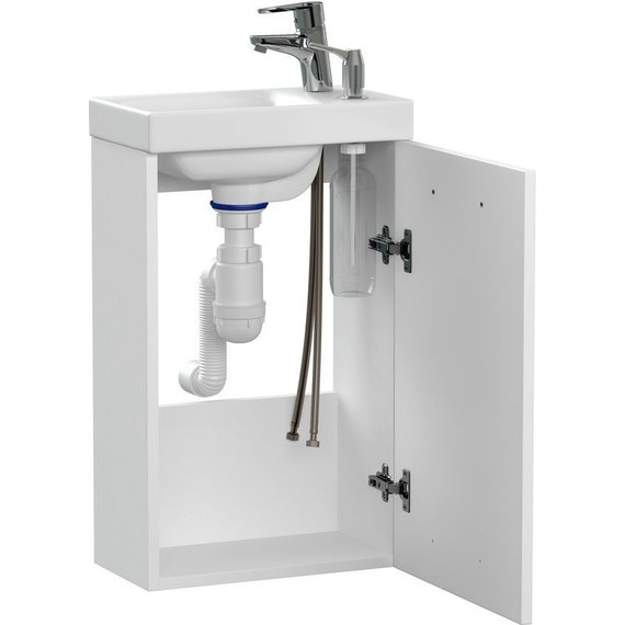 Тумба подвесная с раковиной Cersanit Lara 40 см A64179 (смеситель и дозатор в комплекте) белый - фото 4