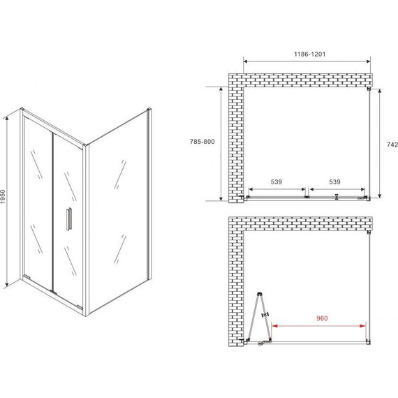 Душевое ограждение Abber Sonnenstrand 120х80 см AG07120B-S80B, чёрный/прозрачное - фото 5
