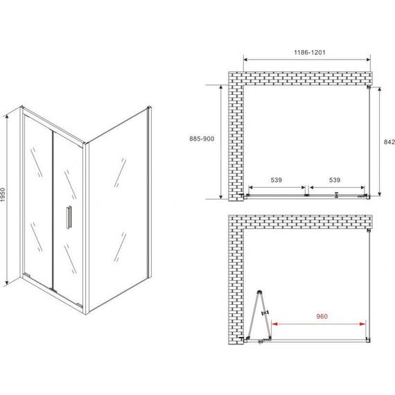 Душевое ограждение Abber Sonnenstrand 120х90 см AG07120B-S90B, чёрный/прозрачное - фото 5