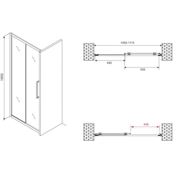 Душевая дверь Abber Schwarzer Diamant 110 см AG30110BMH, чёрный/матовое - фото 5