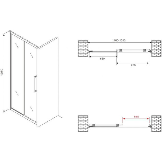 Душевая дверь Abber Schwarzer Diamant 150 см AG30150BMH, чёрный/матовое - фото 5
