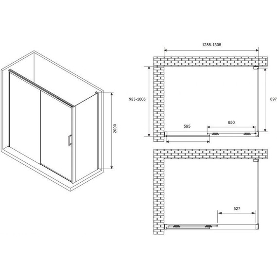 Душевое ограждение Abber Komfort 130х100 см AG93130-S102 (стекло 8 мм) хром/прозрачное - фото 3