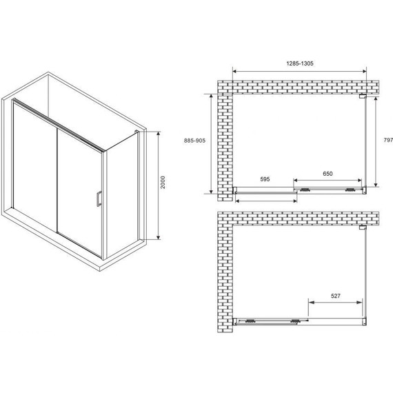 Душевое ограждение Abber Komfort 130х90 см AG93130B-S92B (стекло 8 мм) чёрный/прозрачное - фото 3