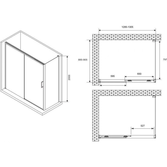 Душевое ограждение Abber Komfort 130х90 см AG93130-S92 (стекло 8 мм) хром/прозрачное - фото 3