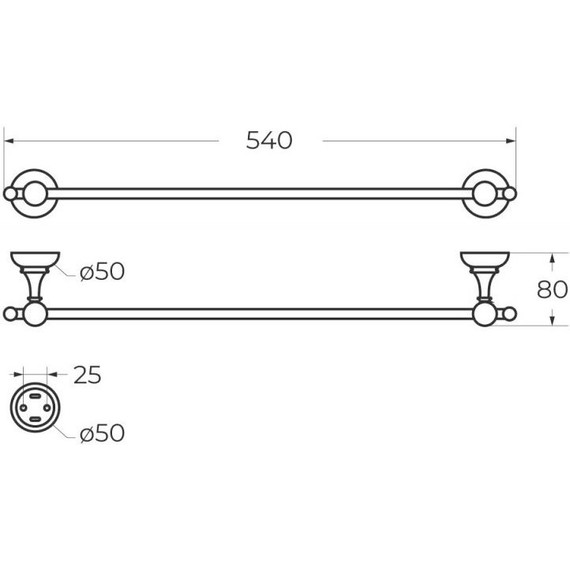 Держатель для полотенца Cezares Aphrodite 54 см APHRODITE-TH06-01-M - фото 2