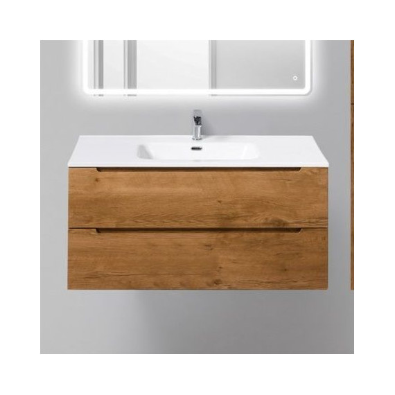 Тумба подвесная с раковиной BelBagno 100 см ETNA-1000-2C-SO-RN-P (раковина LOV-1000-LVB) Rovere Nature, Цвет фасада: Rovere Nature - фото 