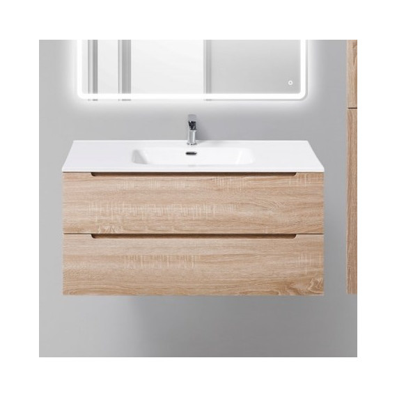 Тумба подвесная с раковиной BelBagno 100 см ETNA-1000-2C-SO-WO-P (раковина LOV-1000-LVB) Rovere Bianco, Цвет фасада: Rovere Bianco - фото 