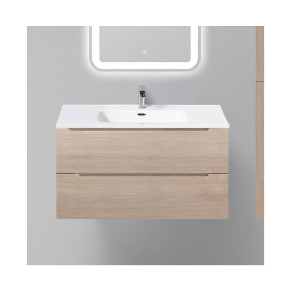 Тумба подвесная с раковиной BelBagno 90 см ETNA-900-2C-SO-RG-P (раковина LOV-900-LVB) Rovere Grigio, Цвет фасада: Rovere Grigio - фото 
