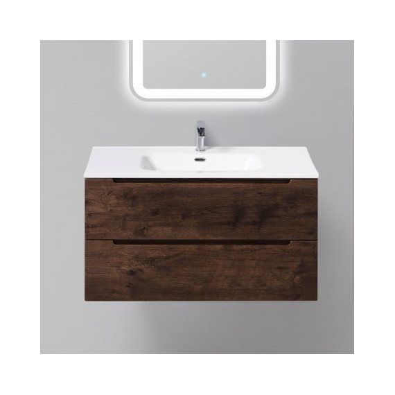 Тумба подвесная с раковиной BelBagno 90 см ETNA-900-2C-SO-RW-P (раковина LOV-900-LVB) Rovere Moro, Цвет фасада: Rovere Moro - фото 