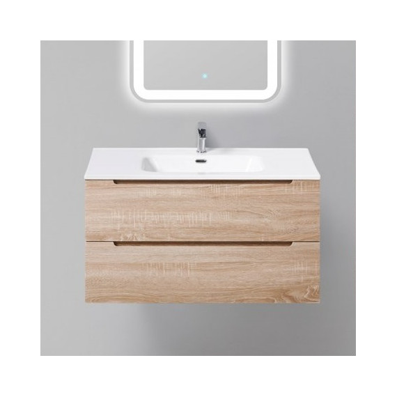 Тумба подвесная с раковиной BelBagno 90 см ETNA-900-2C-SO-WO-P (раковина LOV-900-LVB) Rovere Bianco, Цвет фасада: Rovere Bianco - фото 
