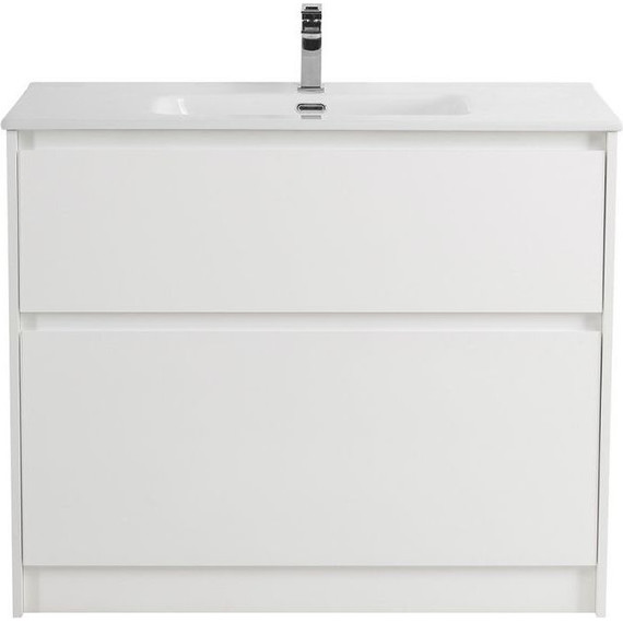 Тумба напольная с раковиной BelBagno 100 см KRAFT-1000-2C-PIA-BO, Bianco Opaco - фото 
