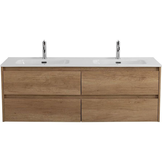 Тумба подвесная с раковиной Belbagno 120 см KRAFT-1200-4C-SO-2-RNN (раковина BB1200-2-ETL) Rovere Nebrasca Nature - фото 
