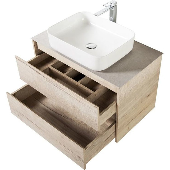 Тумба подвесная с раковиной BelBagno 80 см KRAFT-800-2C-SO-RGB (раковина LOV-800-LVB) Rovere Galifax Bianco - фото 3