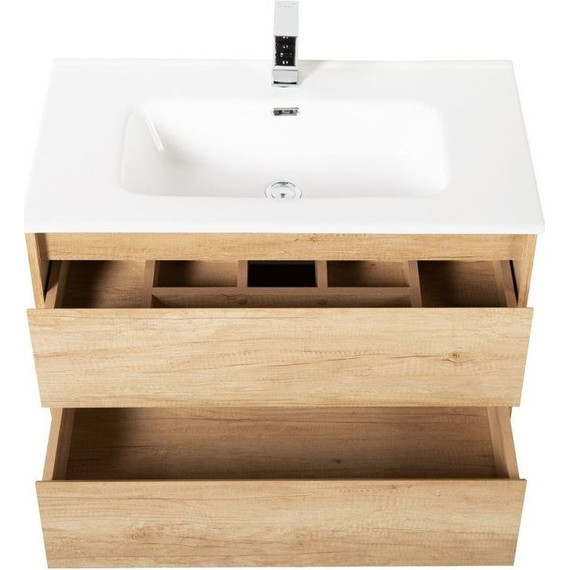 Тумба подвесная с раковиной BelBagno 80 см KRAFT-800-2C-SO-RNN (раковина LOV-800-LVB) Rovere Nebrasca Nature - фото 3