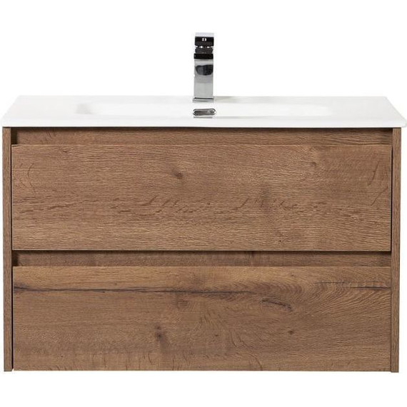 Тумба подвесная с раковиной BelBagno 80 см KRAFT-800-2C-SO-RT (раковина LOV-800-LVB) Rovere Tabacco - фото 