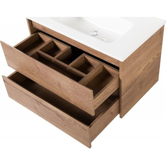 Тумба подвесная с раковиной BelBagno 80 см KRAFT-800-2C-SO-RT (раковина LOV-800-LVB) Rovere Tabacco - фото 3