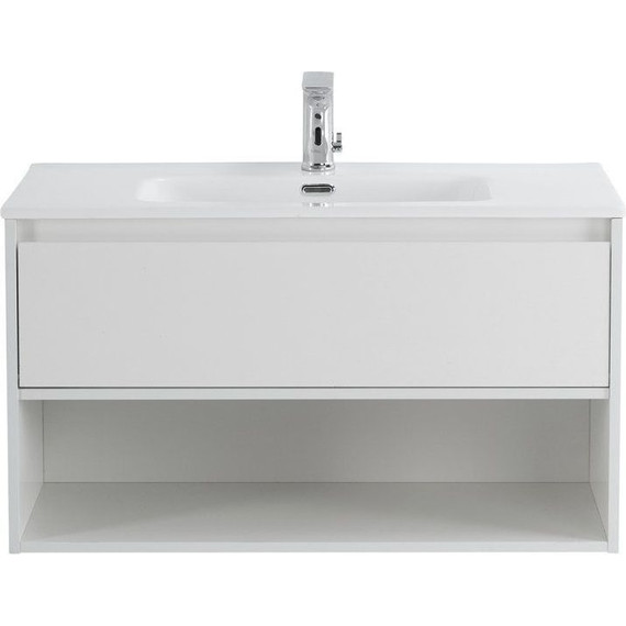 Тумба подвесная с раковиной BelBagno 90 см KRAFT-900-1C-SO-BO (раковина LOV-900-LVB) Bianco Opaco - фото 