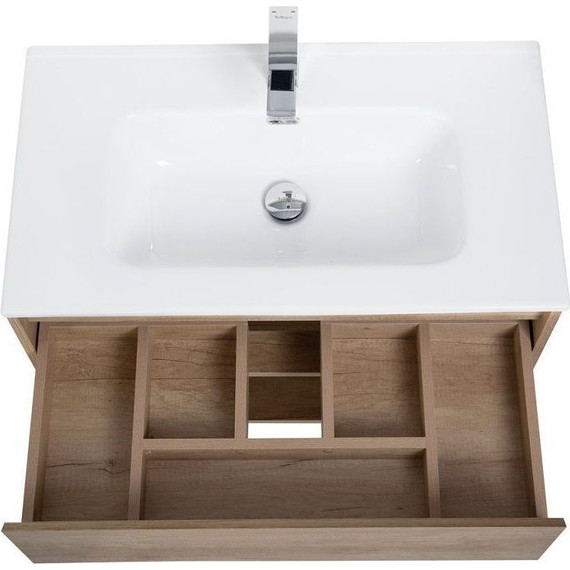 Тумба подвесная с раковиной BelBagno 90 см KRAFT-900-1C-SO-RNN (раковина LOV-900-LVB) Rovere Nebrasca Nature - фото 3