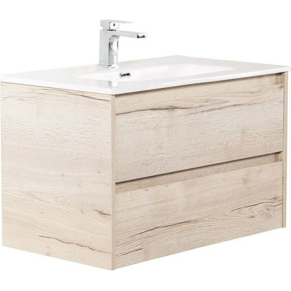 Тумба подвесная с раковиной BelBagno 90 см KRAFT-900-2C-SO-RGB (раковина LOV-900-LVB) Rovere Galifax Bianco - фото 