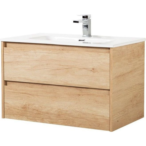 Тумба подвесная с раковиной BelBagno 90 см KRAFT-900-2C-SO-RNN (раковина LOV-900-LVB) Rovere Nebrasca Nature - фото 