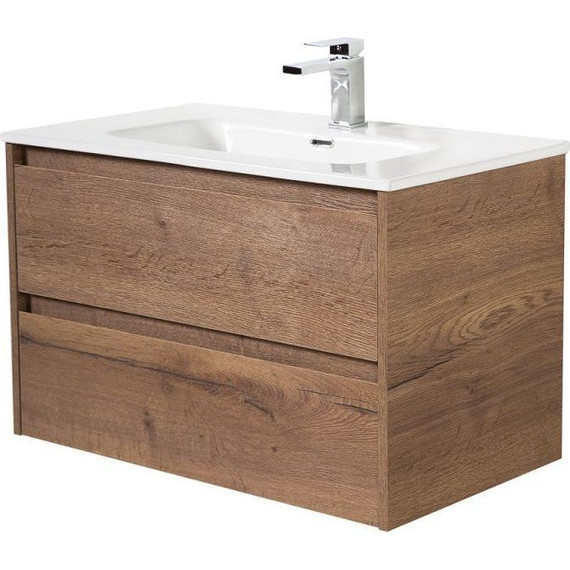 Тумба подвесная с раковиной BelBagno 90 см KRAFT-900-2C-SO-RT (раковина LOV-900-LVB) Rovere Tabacco - фото 