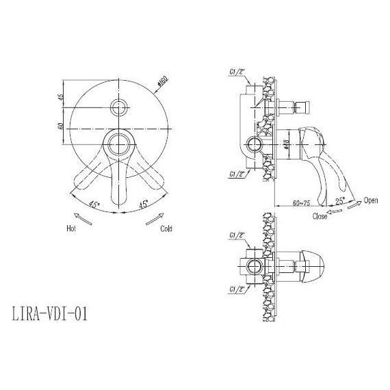 Смеситель для ванны Cezares LIRA-VDIM-03, золото, Цвет производителя: золото - фото 2