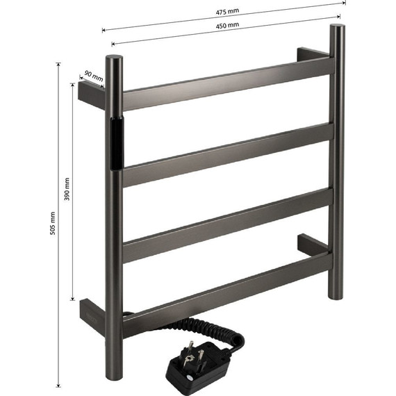 Полотенцесушитель электрический Kraftte П4 450x500 мм 44040, графит - фото 6