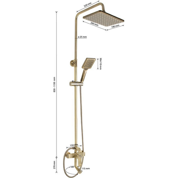 Душевая стойка GFmark 5075, бронза - фото 5