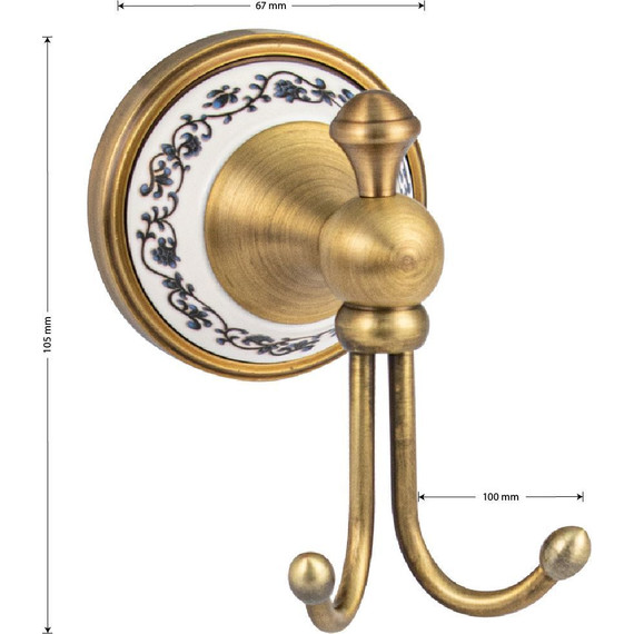 Двойной крючок Brimix 94114, цвет бронза - фото 5