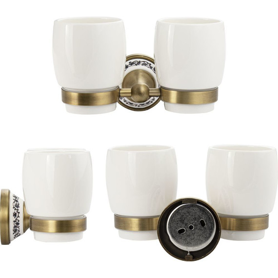 Двойной стакан для зубных щеток Brimix 94160, цвет бронза - фото 2