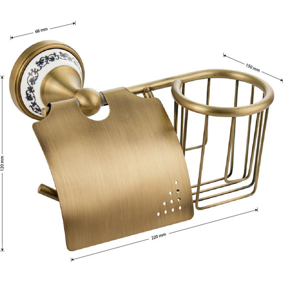 Держатель для туалетной бумаги с держателем для освежителя Brimix 94244, цвет бронза - фото 5