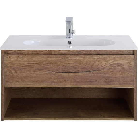 Тумба подвесная с раковиной BelBagno 100 см KRAFT-1000-1C-SO-RT (раковина LOV-1000-LVB) Rovere Tabacco - фото 