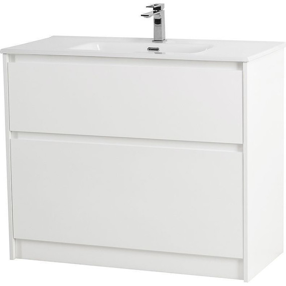 Тумба напольная с раковиной BelBagno 100 см KRAFT-1000-2C-PIA-BO (раковина LOV-1000-LVB) Bianco Opaco - фото 3