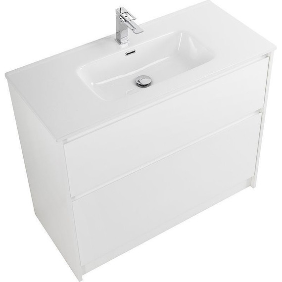 Тумба напольная с раковиной BelBagno 100 см KRAFT-1000-2C-PIA-BO (раковина LOV-1000-LVB) Bianco Opaco - фото 4