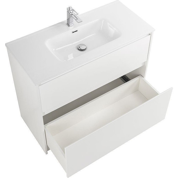 Тумба напольная с раковиной BelBagno 100 см KRAFT-1000-2C-PIA-BO (раковина LOV-1000-LVB) Bianco Opaco - фото 5
