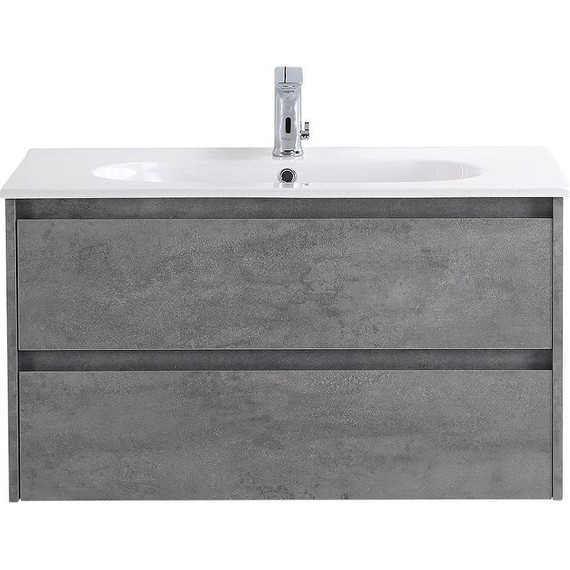 Тумба подвесная с раковиной BelBagno 100 см KRAFT-1000-2C-SO-CG (раковина BB1000ETL) Cemento Grigio - фото 