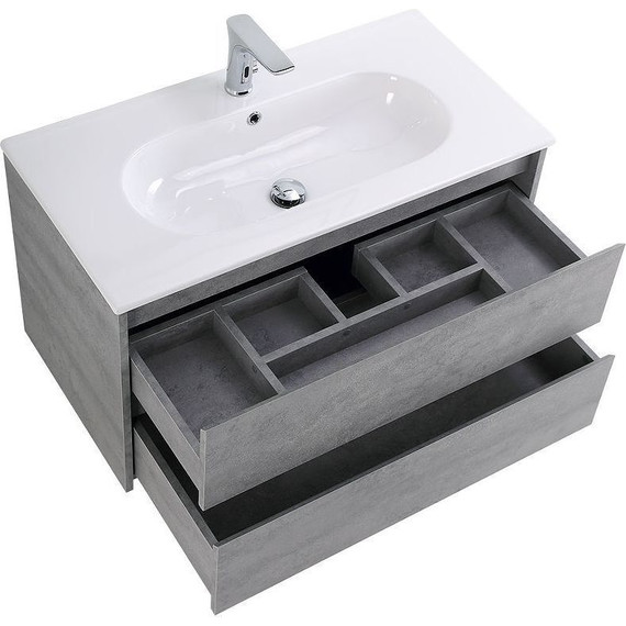 Тумба подвесная с раковиной BelBagno 100 см KRAFT-1000-2C-SO-CG (раковина BB1000ETL) Cemento Grigio - фото 5