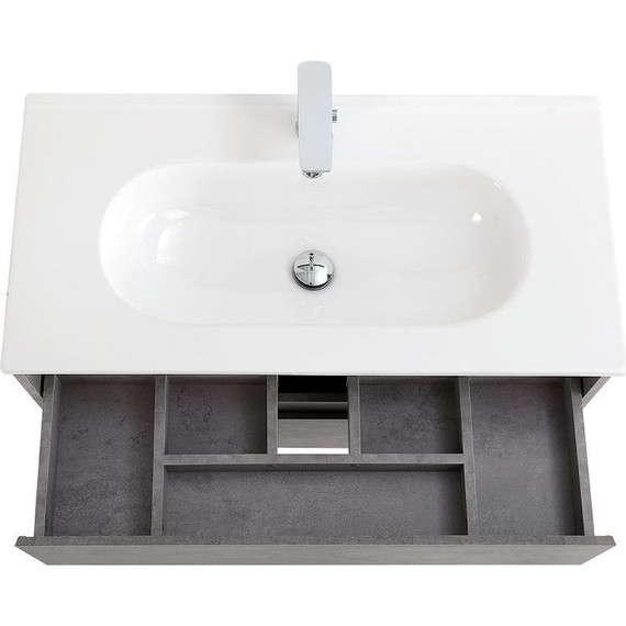 Тумба подвесная с раковиной BelBagno 100 см KRAFT-1000-2C-SO-CG (раковина LOV-1000-LVB) Cemento Grigio - фото 7